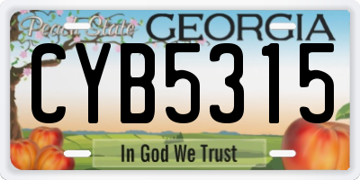 GA license plate CYB5315