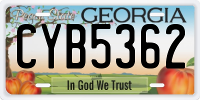 GA license plate CYB5362