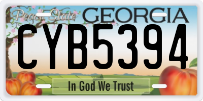 GA license plate CYB5394
