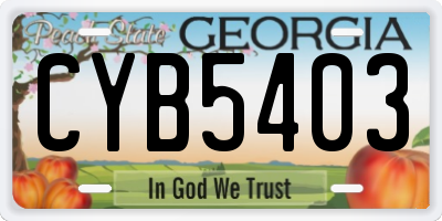 GA license plate CYB5403