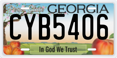 GA license plate CYB5406