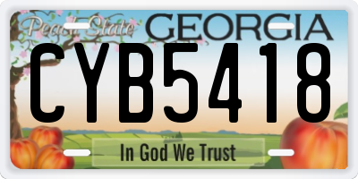 GA license plate CYB5418