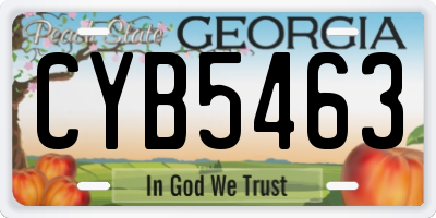 GA license plate CYB5463