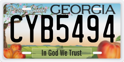 GA license plate CYB5494