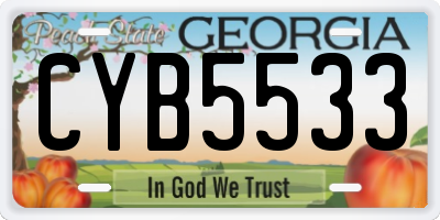 GA license plate CYB5533