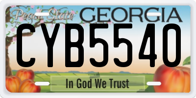GA license plate CYB5540