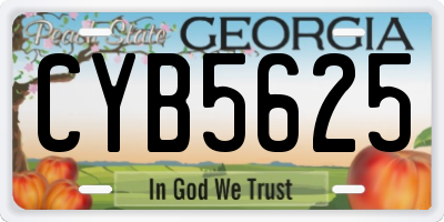 GA license plate CYB5625