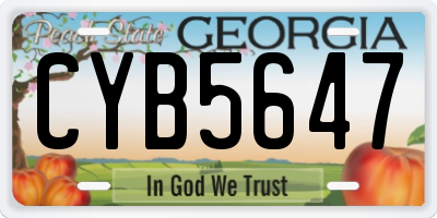 GA license plate CYB5647