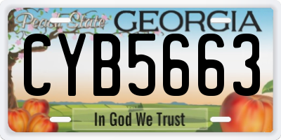 GA license plate CYB5663