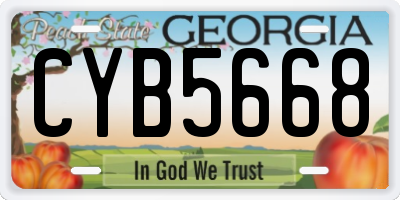 GA license plate CYB5668