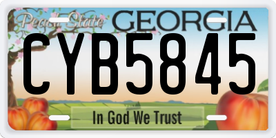 GA license plate CYB5845