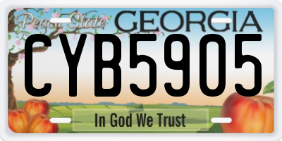 GA license plate CYB5905