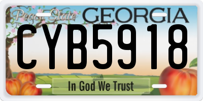 GA license plate CYB5918