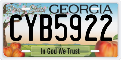 GA license plate CYB5922