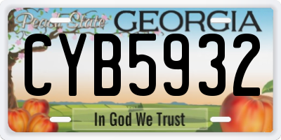 GA license plate CYB5932