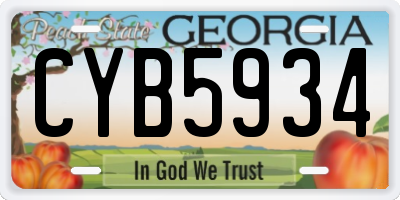 GA license plate CYB5934