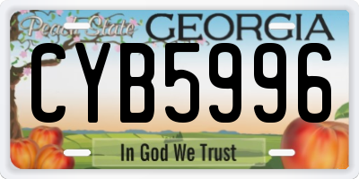 GA license plate CYB5996