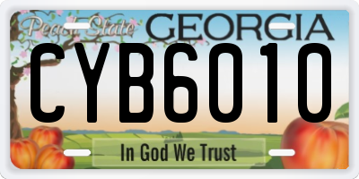 GA license plate CYB6010