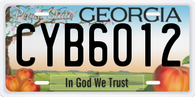 GA license plate CYB6012