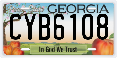 GA license plate CYB6108