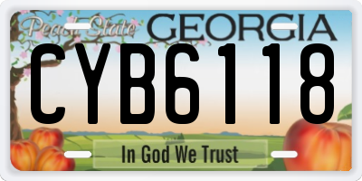 GA license plate CYB6118