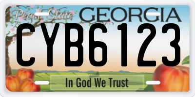 GA license plate CYB6123