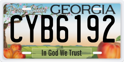 GA license plate CYB6192