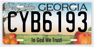 GA license plate CYB6193