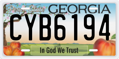 GA license plate CYB6194