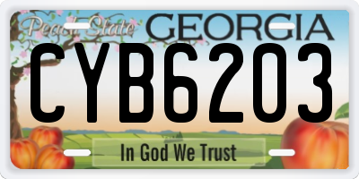 GA license plate CYB6203