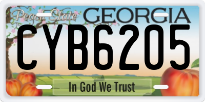 GA license plate CYB6205