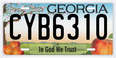 GA license plate CYB6310