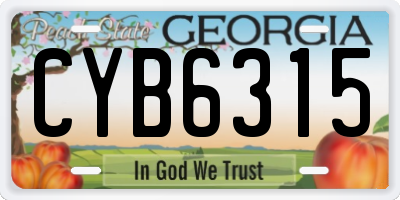 GA license plate CYB6315