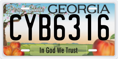 GA license plate CYB6316