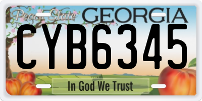 GA license plate CYB6345