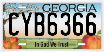 GA license plate CYB6366