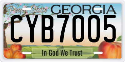 GA license plate CYB7005
