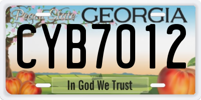 GA license plate CYB7012