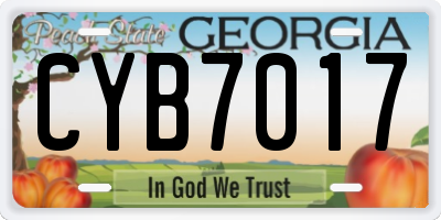 GA license plate CYB7017