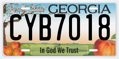 GA license plate CYB7018