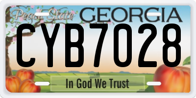 GA license plate CYB7028
