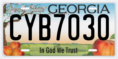 GA license plate CYB7030