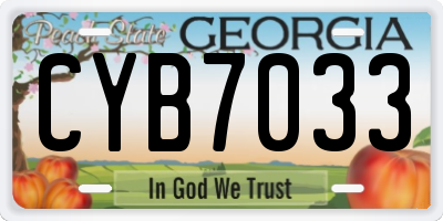 GA license plate CYB7033