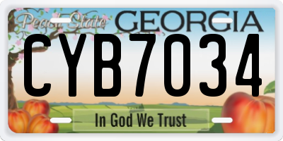 GA license plate CYB7034