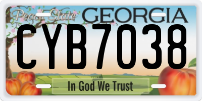 GA license plate CYB7038