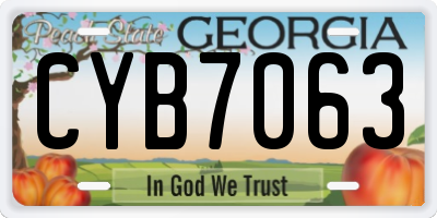 GA license plate CYB7063
