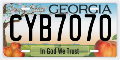GA license plate CYB7070