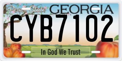 GA license plate CYB7102