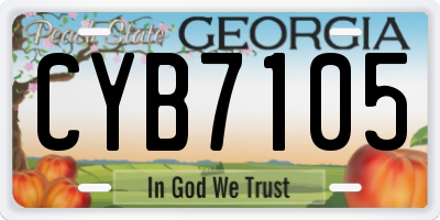 GA license plate CYB7105