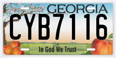 GA license plate CYB7116